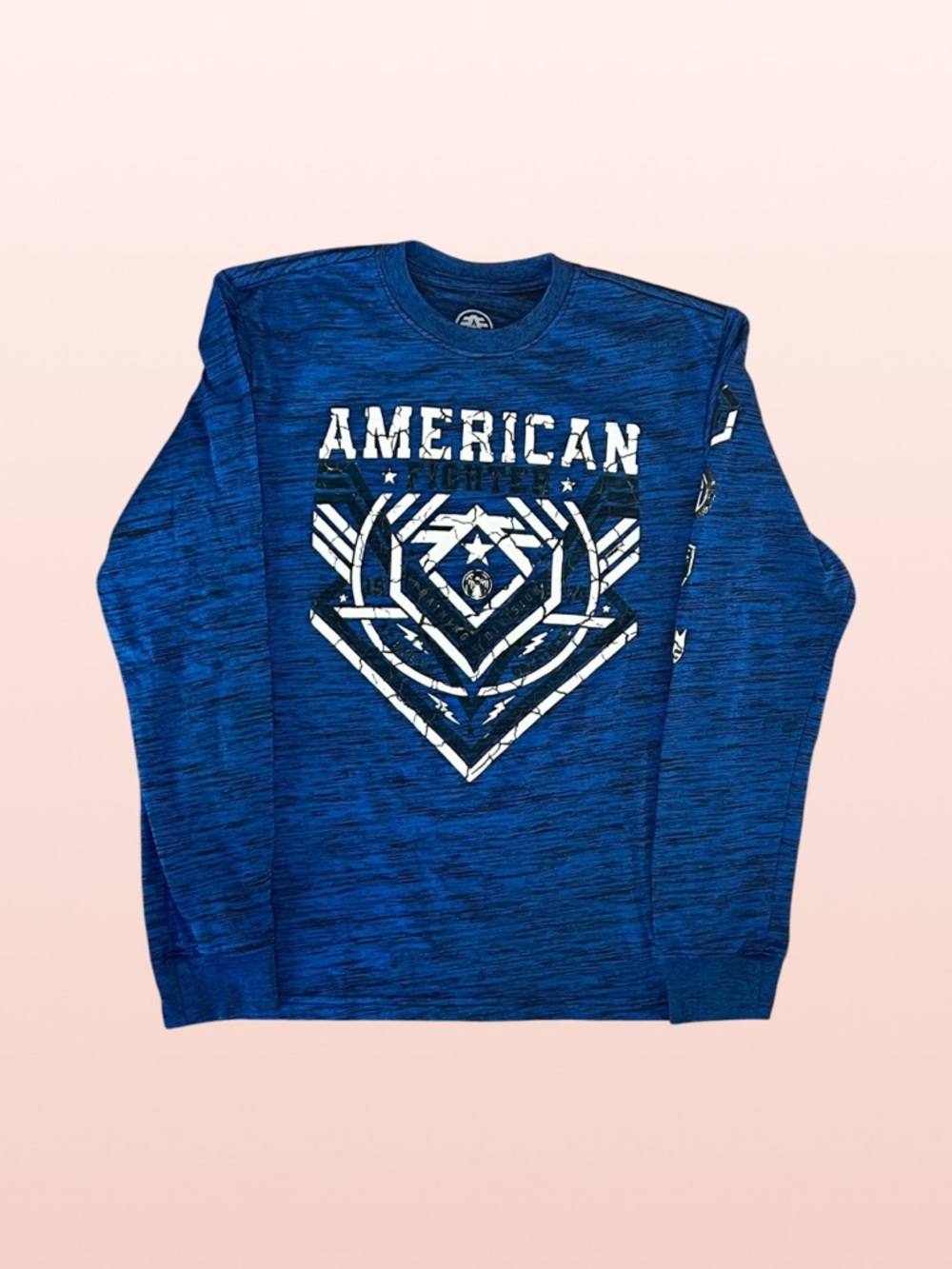 American Fighter Blue and White Youth Logo Pullover, Size Medium